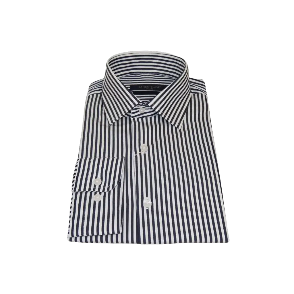 Men's Dress Shirt ENZO PARK Turkey 100% Cotton Breathable Enzo10 Black Stripe