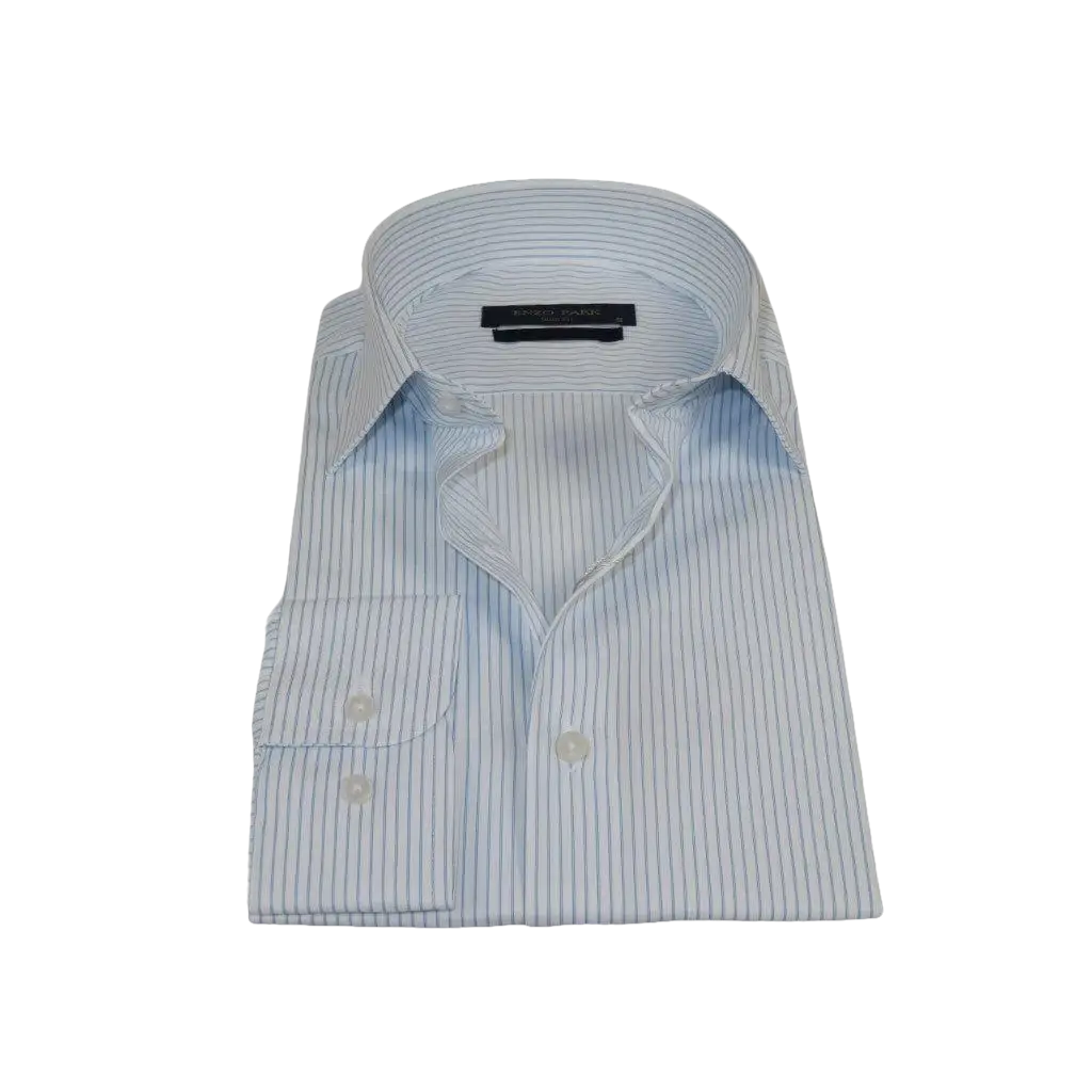 Men's Shirt ENZO PARK Turkey Soft Cotton Wrinkle Resistant Enzo6 Blue Stripe