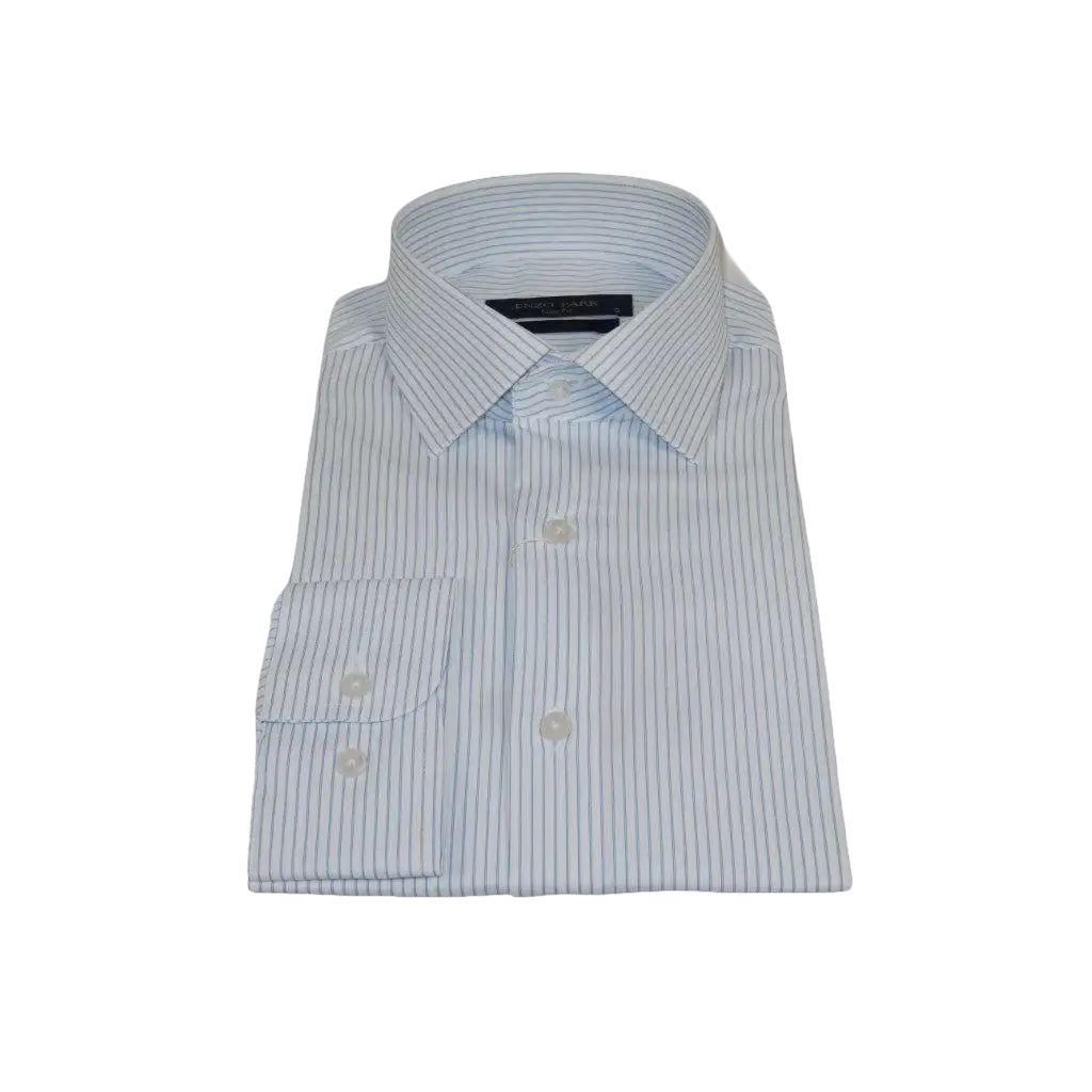 Men's Shirt ENZO PARK Turkey Soft Cotton Wrinkle Resistant Enzo6 Blue Stripe