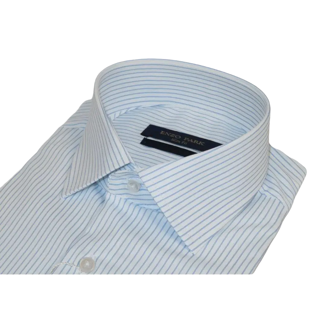Men's Shirt ENZO PARK Turkey Soft Cotton Wrinkle Resistant Enzo6 Blue Stripe