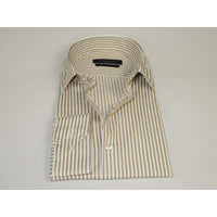 Men's Shirt ENZO PARK Turkey Soft Cotton Wrinkle Resistant Enzo7 Tan Stripe