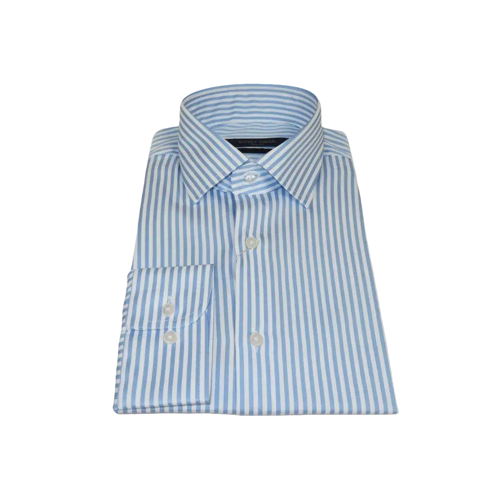 Men's Shirt ENZO PARK Turkey Soft Cotton Wrinkle Resistant Enzo9 Blue Stripe