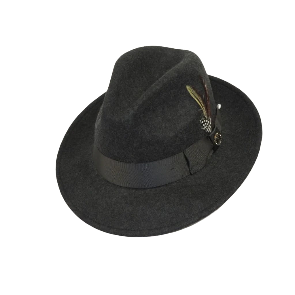 Men Bruno Capelo Hat Australian Wool Fedora EXECUTIVE EX329 Charcoal Gray