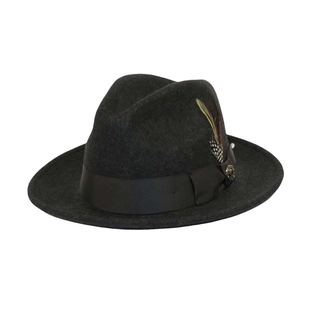 Men Bruno Capelo Hat Australian Wool Fedora EXECUTIVE EX329 Charcoal Gray