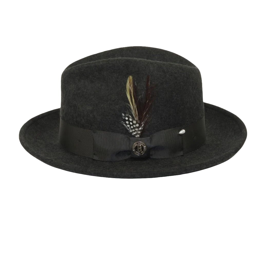 Men Bruno Capelo Hat Australian Wool Fedora EXECUTIVE EX329 Charcoal Gray