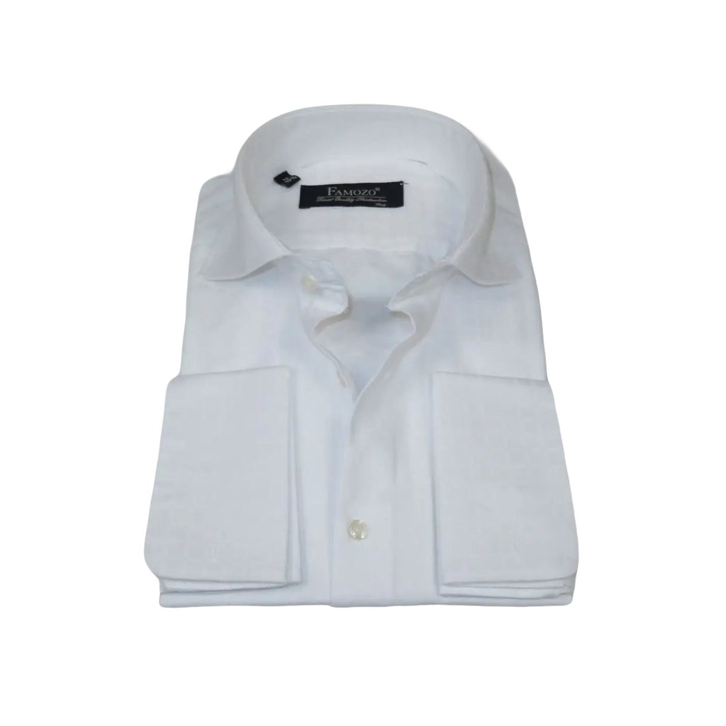 Men's Shirt FAMOZO Turkey 100% Cotton Cut-away Collar French Cuffs FA4 White