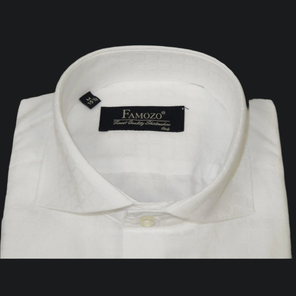 Men's Shirt FAMOZO Turkey 100% Cotton Cut-away Collar French Cuffs FA4 White