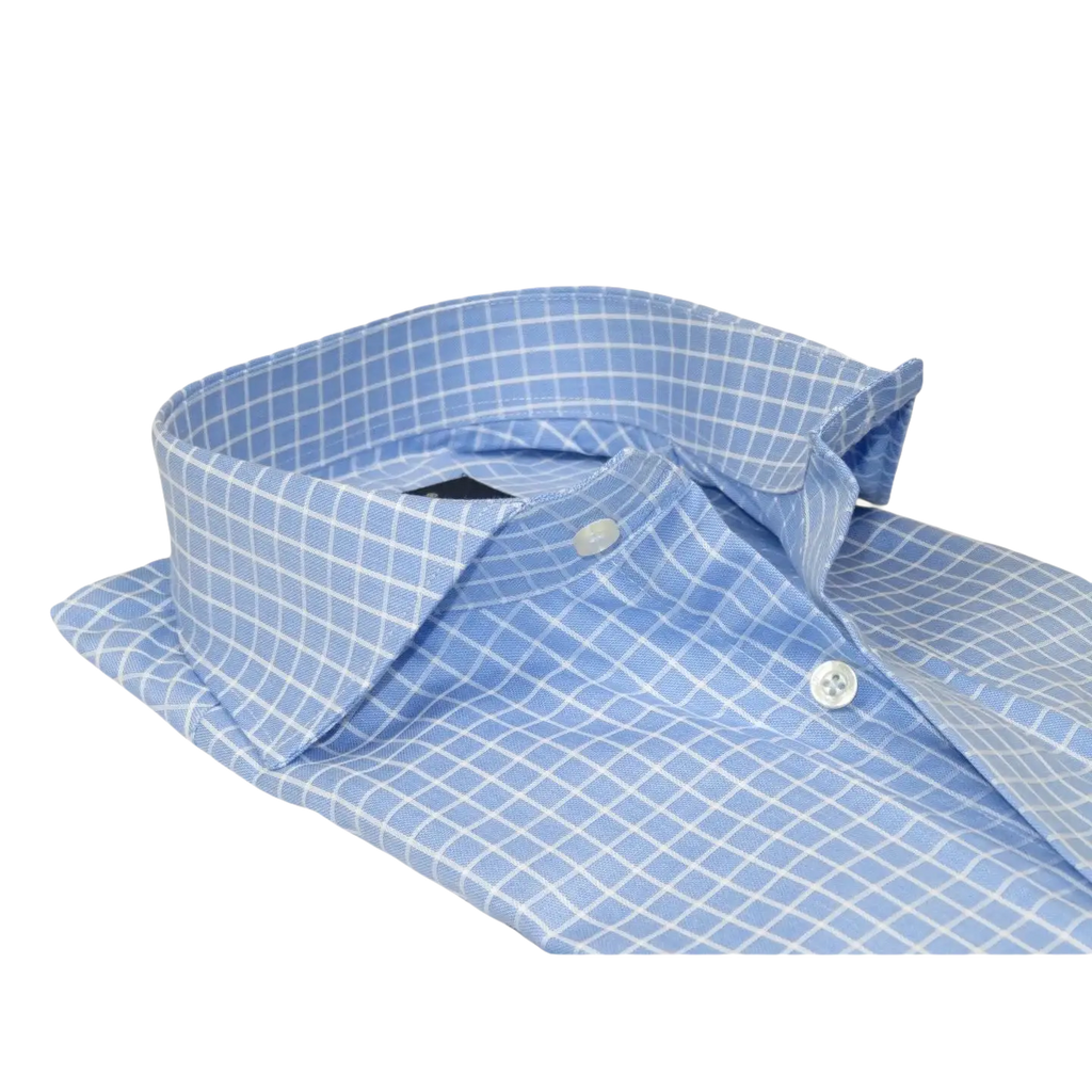 Men's Shirt FAMOZO Turkey 100% Cotton Cut-away Collar French Cuffs FA5 Blue