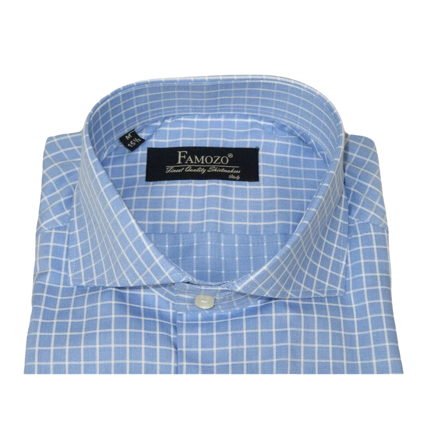 Men's Shirt FAMOZO Turkey 100% Cotton Cut-away Collar French Cuffs FA5 Blue