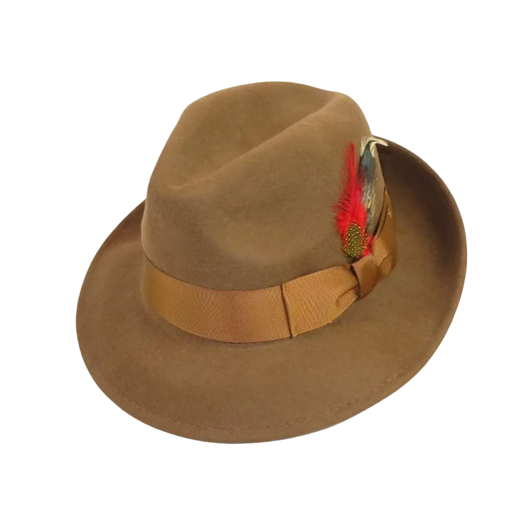 Men's Milani Wool Fedora Hat Soft Crushable Lined FD219 Pecan Brown