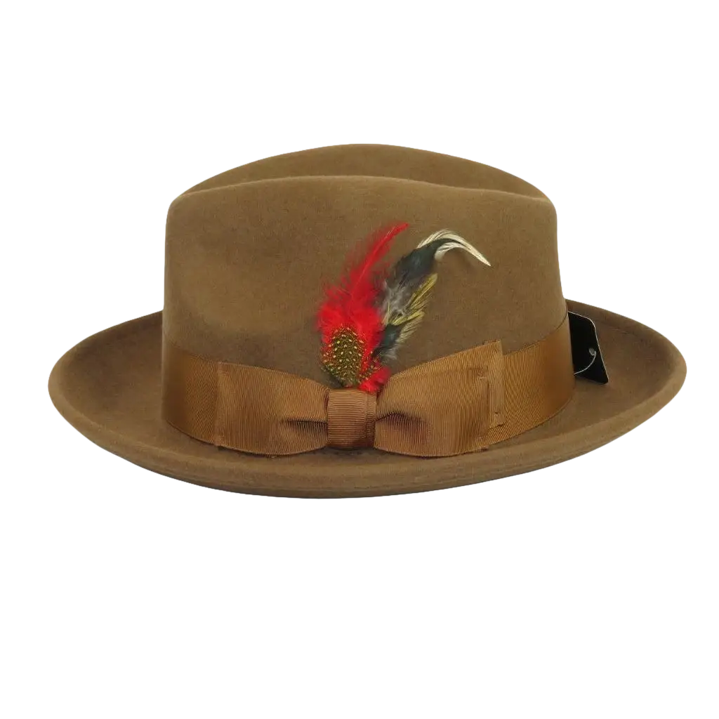 Men's Milani Wool Fedora Hat Soft Crushable Lined FD219 Pecan Brown