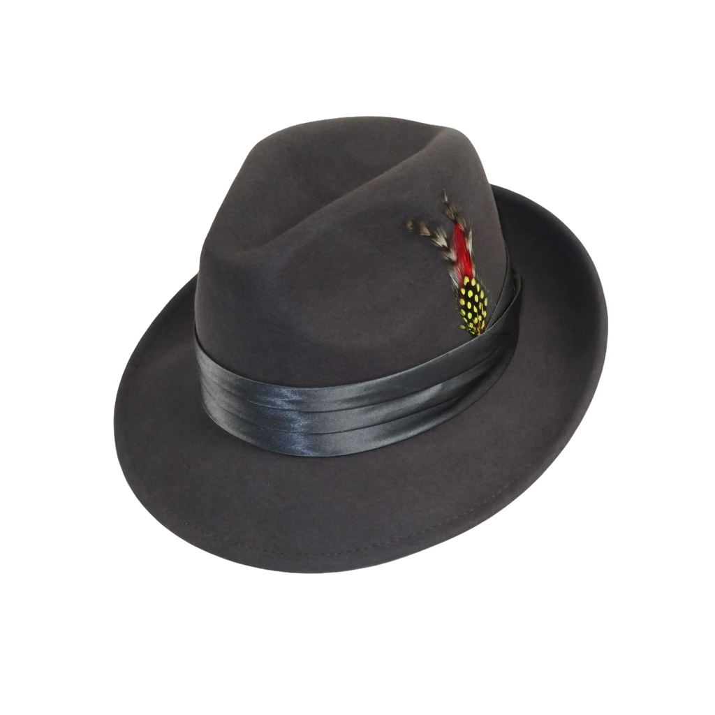 Men's Milani Wool Fedora Hat Soft Crushable Lined FD219 Charcoal Gray