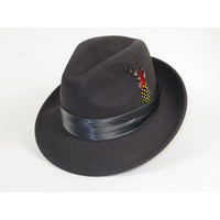 Men's Milani Wool Fedora Hat Soft Crushable Lined FD219 Charcoal Gray