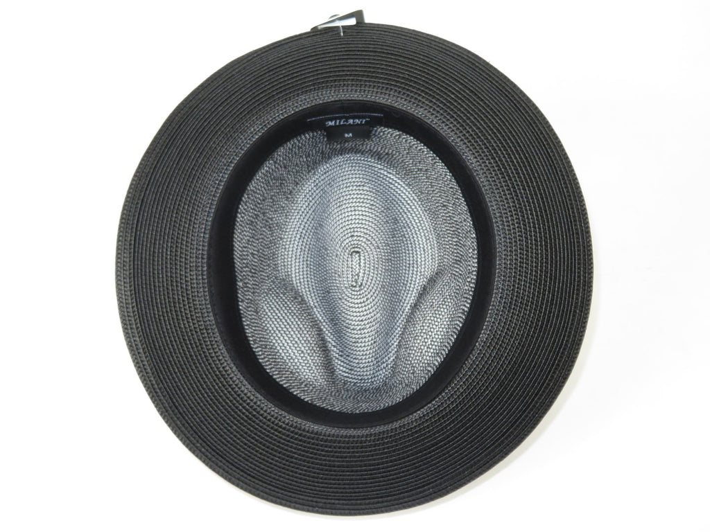 Men's Milani Straw Braided Fedora Hat Soft Crushable FDS-006 Black/White