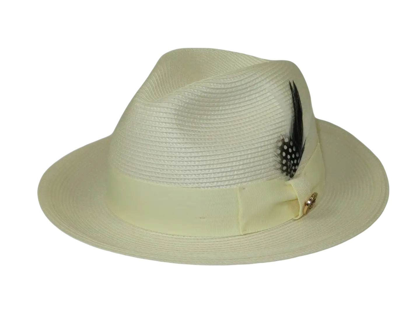 Men's Milani Straw Braided Fedora Hat Soft Crushable FDS-002 Solid Ivory