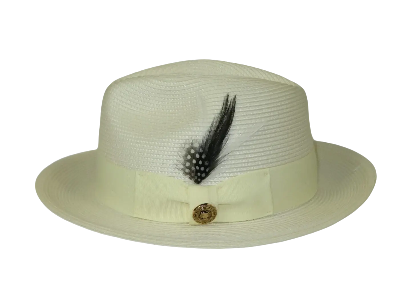 Men's Milani Straw Braided Fedora Hat Soft Crushable FDS-002 Solid Ivory
