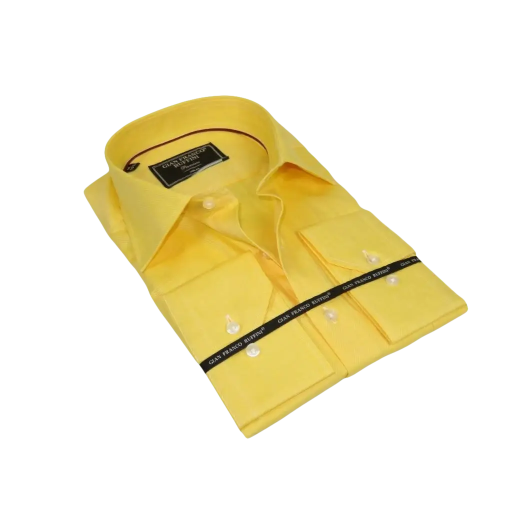 Men's Dress Shirt GIAN FRANCO RUFFINI Turkey 100% Cotton GFR-2 Yellow