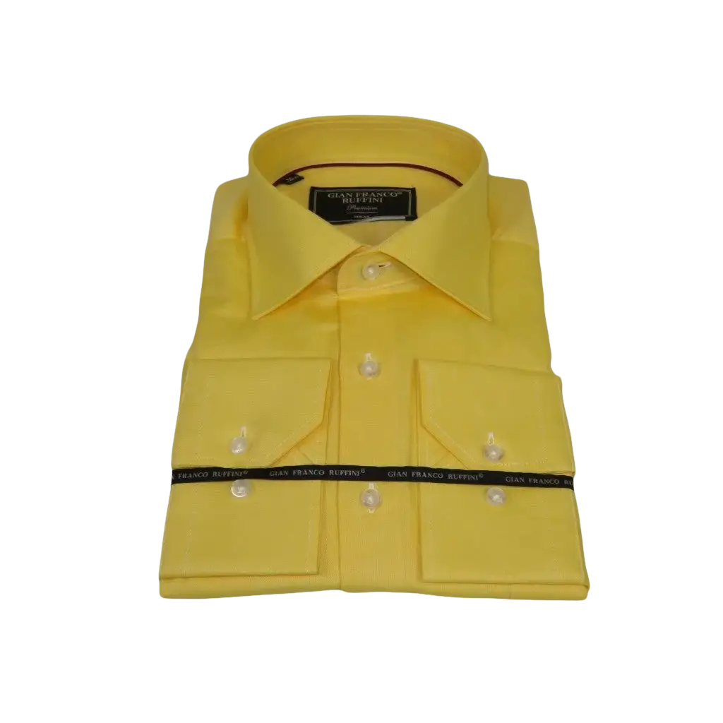 Men's Dress Shirt GIAN FRANCO RUFFINI Turkey 100% Cotton GFR-2 Yellow