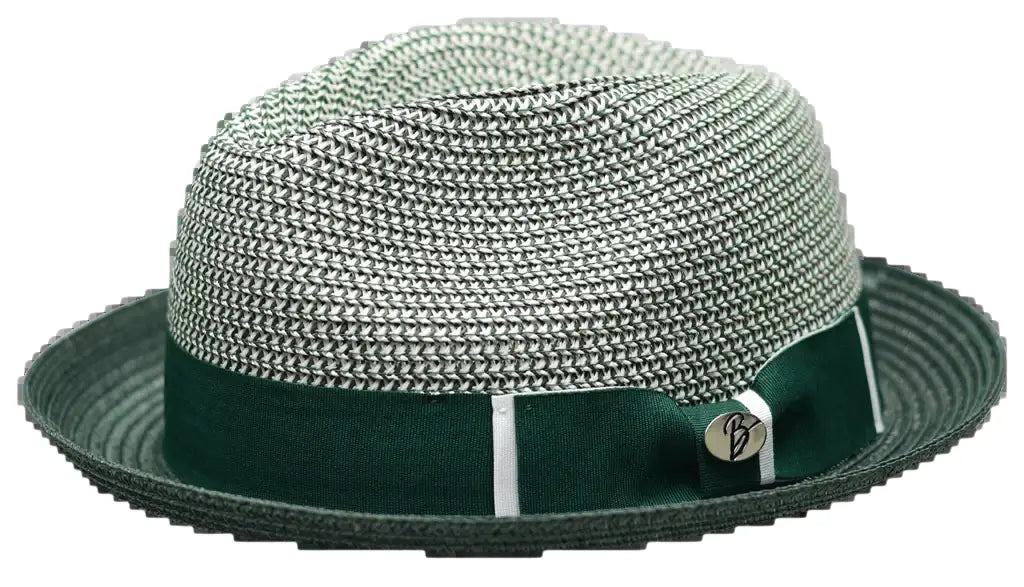 Men's Bently Soft Fedora Briad Straw Hat Stingy Brim Gino Gi216 Green White