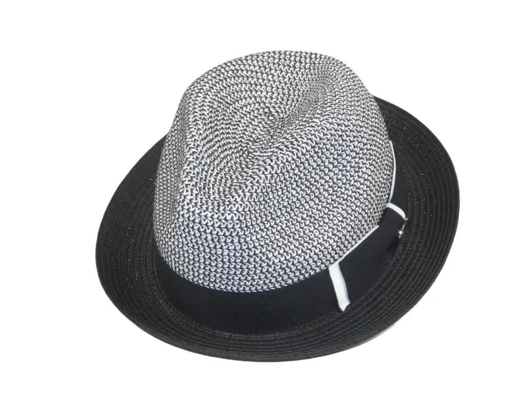 Men's Bently Soft Fedora Briad Straw Hat Stingy Brim Gino Gi210 Black White