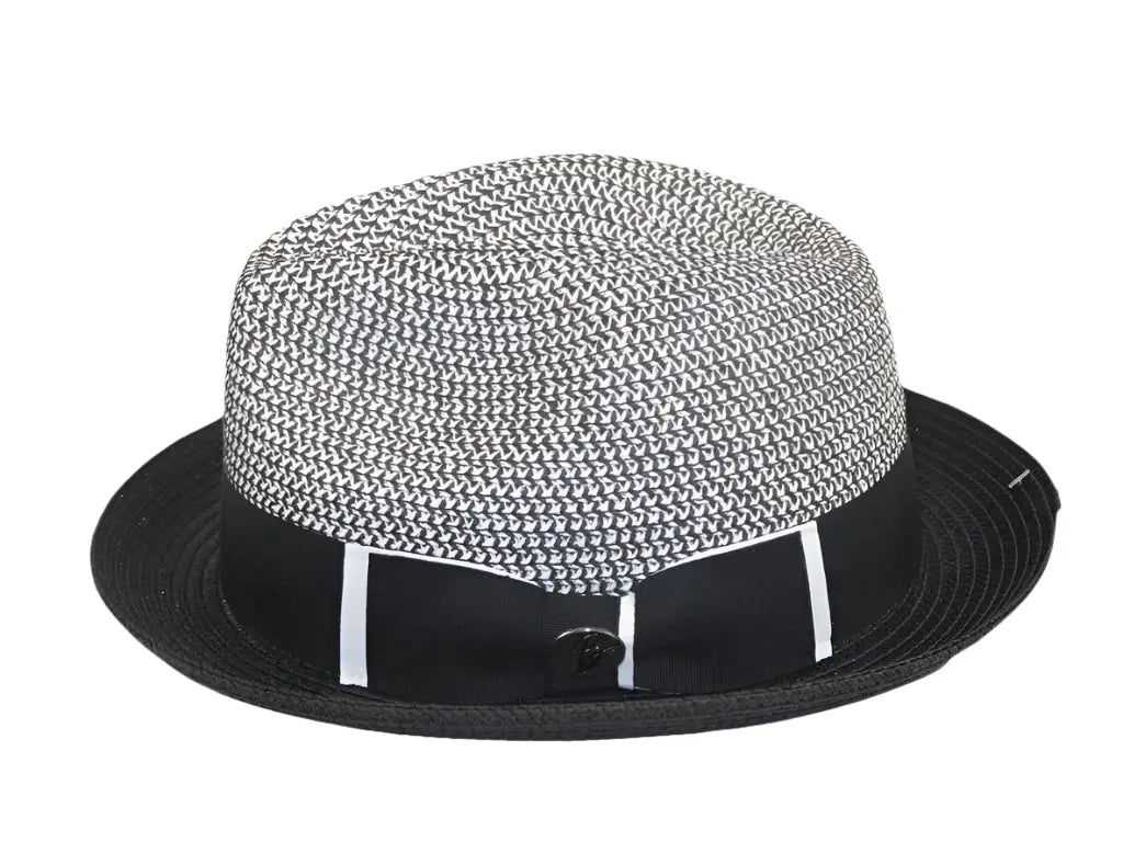 Men's Bently Soft Fedora Briad Straw Hat Stingy Brim Gino Gi210 Black White