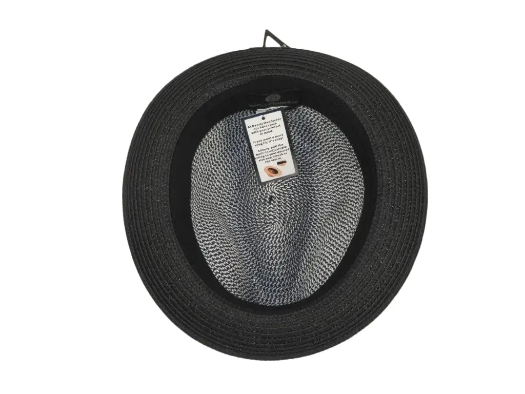 Men's Bently Soft Fedora Briad Straw Hat Stingy Brim Gino Gi210 Black White