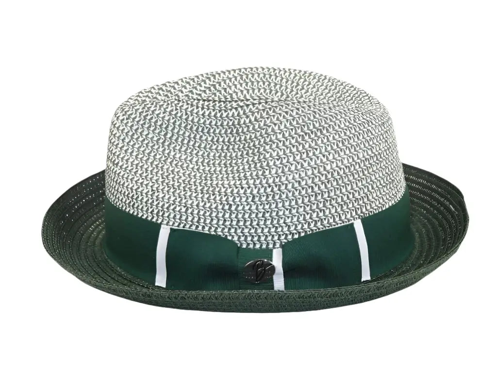 Men's Bently Soft Fedora Briad Straw Hat Stingy Brim Gino Gi216 Green White