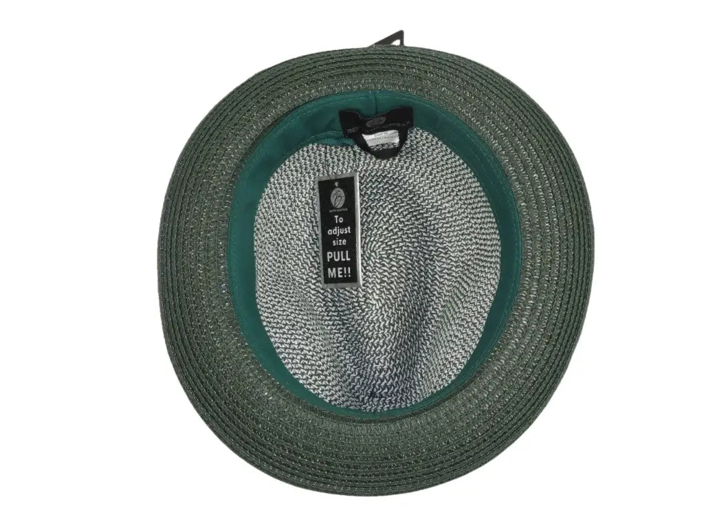 Men's Bently Soft Fedora Briad Straw Hat Stingy Brim Gino Gi216 Green White