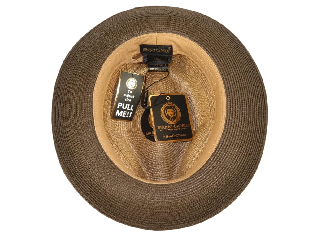 Men's Bruno Capelo Hollywood 2-Tone Straw Style Fedora Hat HW796 Tan/Brown