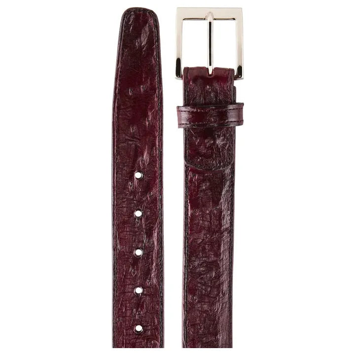 Men's Belvedere Belt Genuine Ostrich Quill up to Size 44 #2001 Burgundy