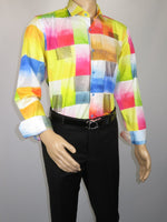 Men's AVM Rhine Stone Digital Print Shirt Cotton Turkey Slim Fit 19419-01 Multi