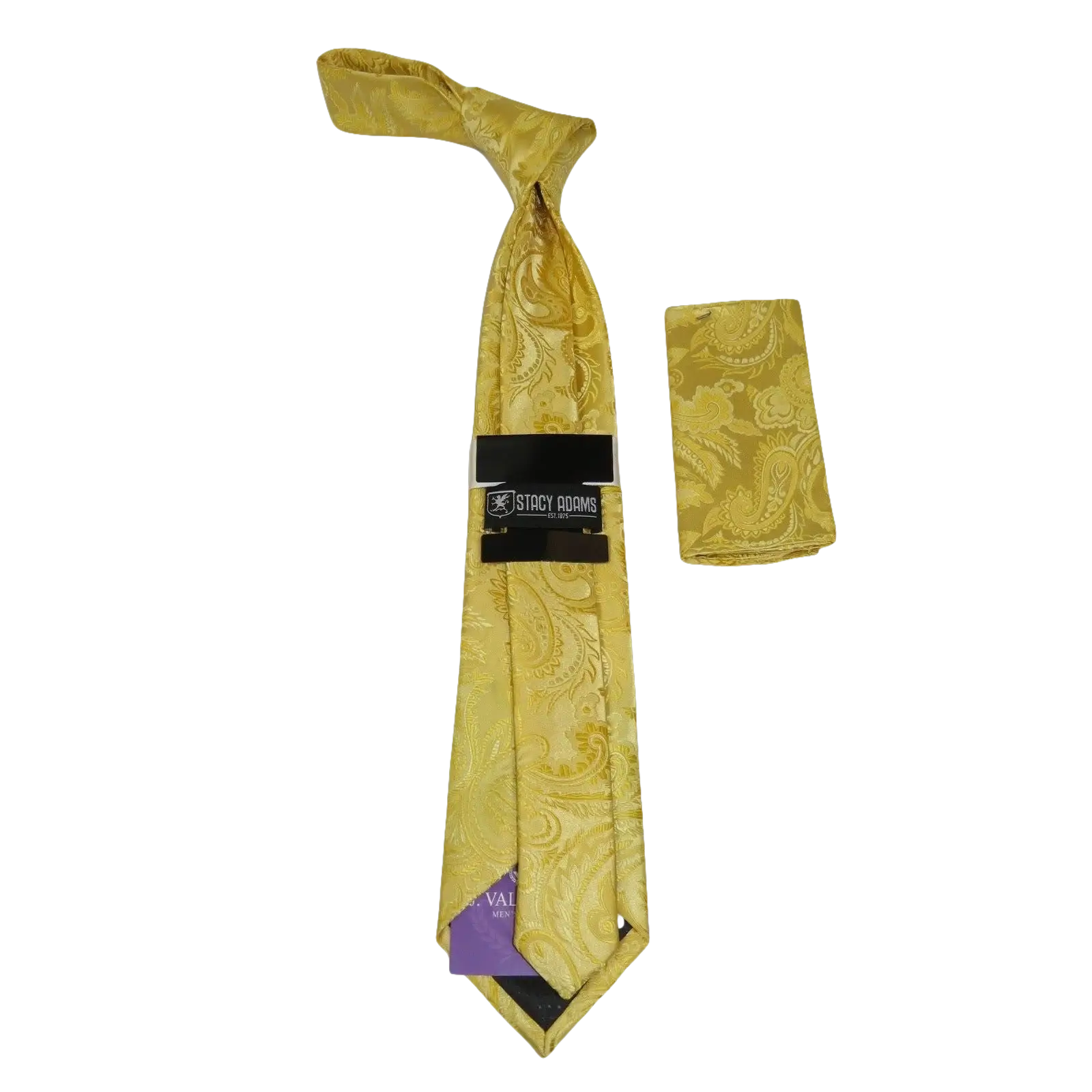 Men's Stacy Adams Tie and Hankie Set Woven Silky Fabric #Stacy18 Gold