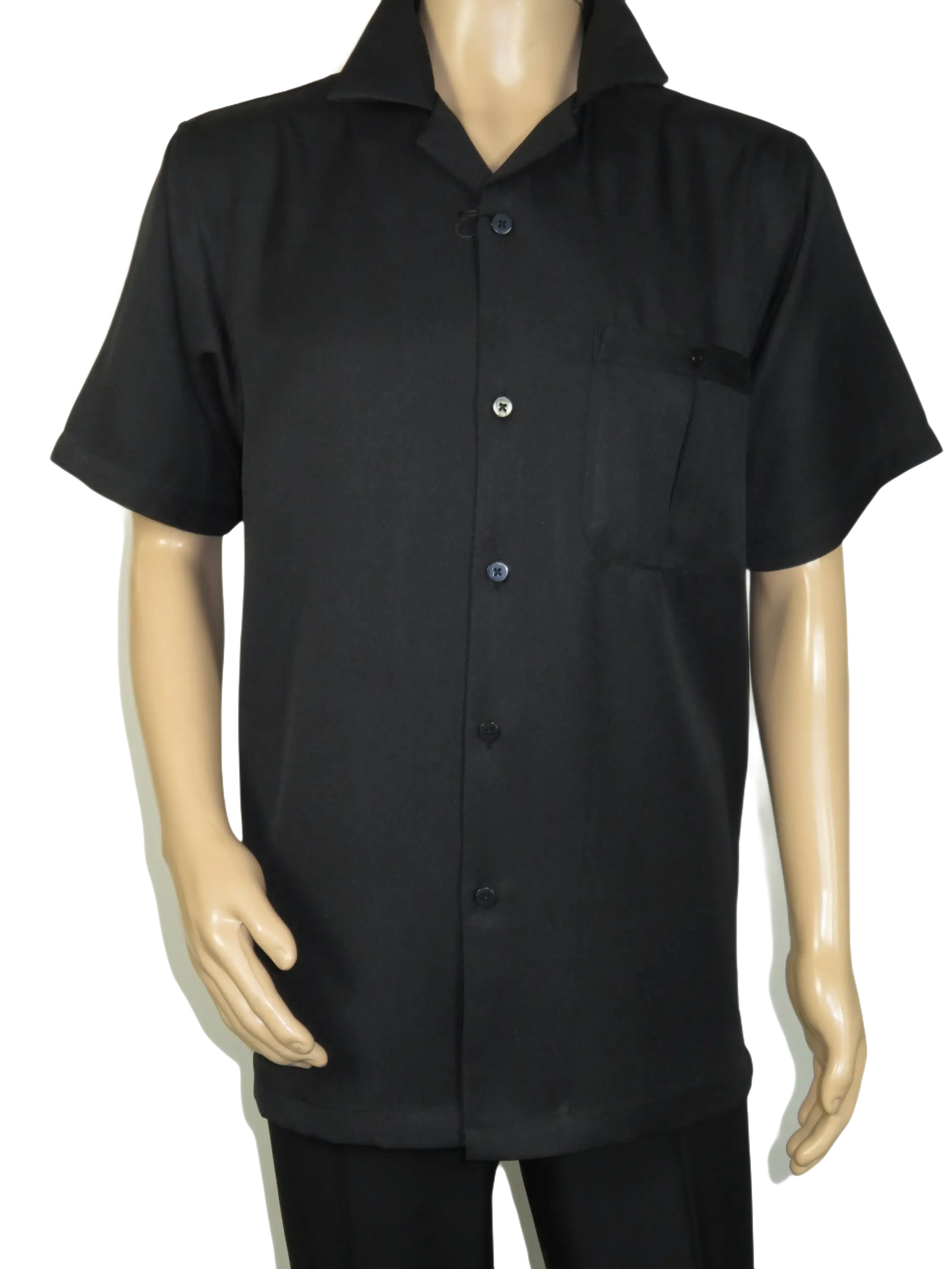 Men 2pc Walking Leisure Suit Short Sleeves By DREAMS 256-001 Black
