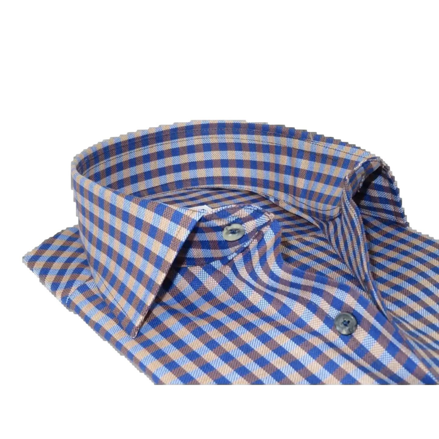 Men's Sports Dress Shirt MARCUZZI Turkey 100% Soft Cotton Marc8 Brown Checker