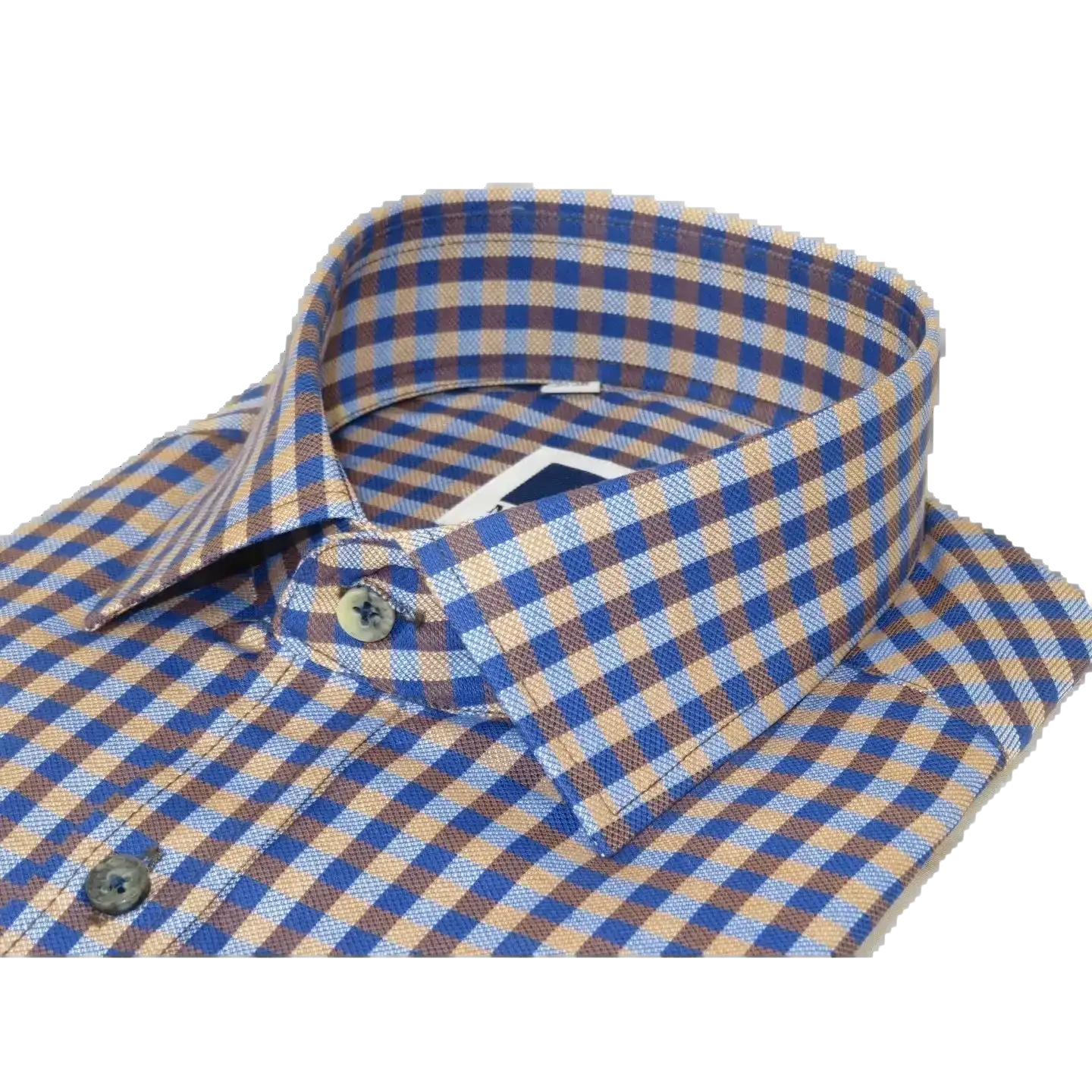 Men's Sports Dress Shirt MARCUZZI Turkey 100% Soft Cotton Marc8 Brown Checker