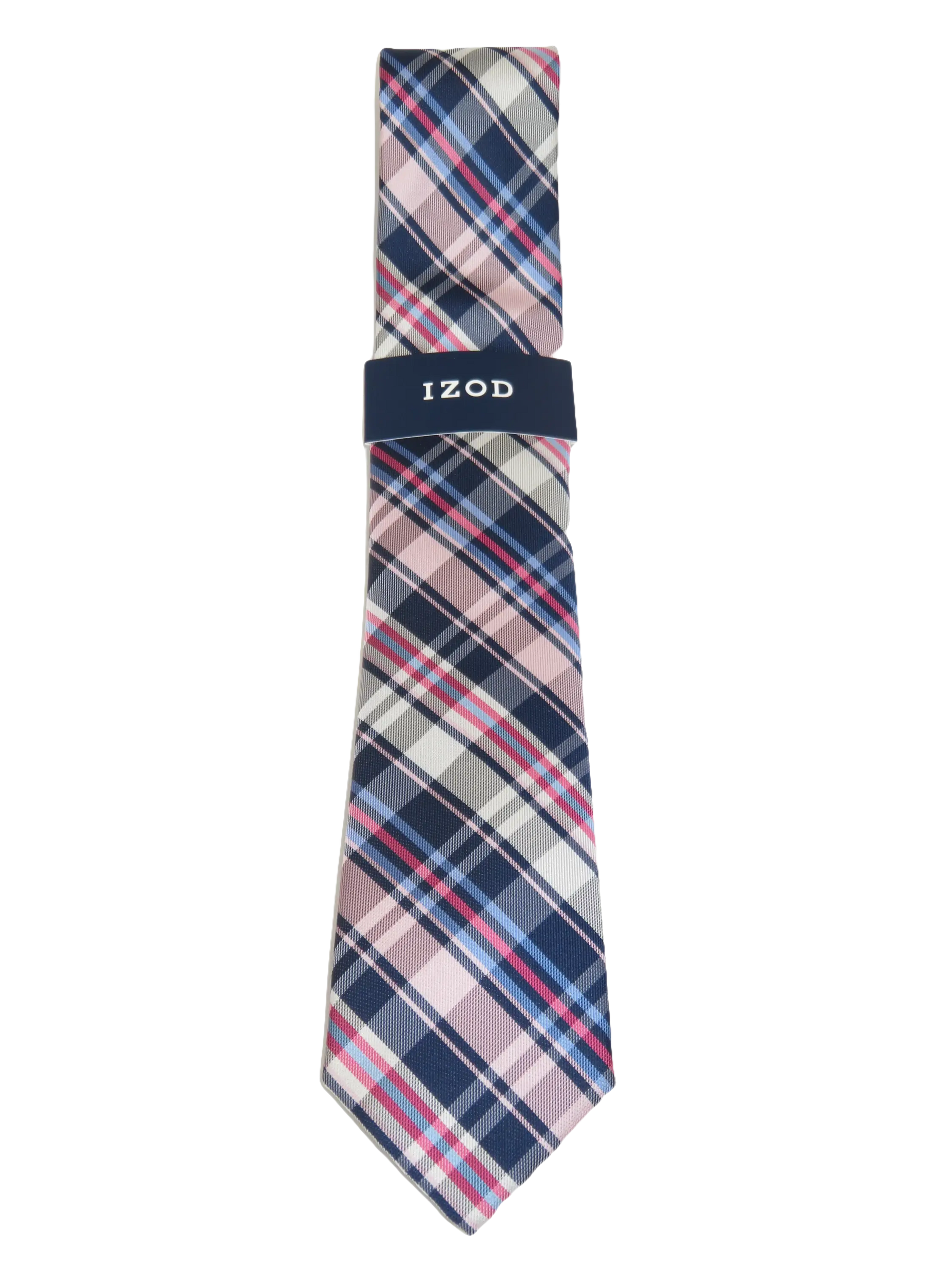 Men's IZOD Tie Classic Woven Silky Feel #Izod-1 Pink Blue English Plaid