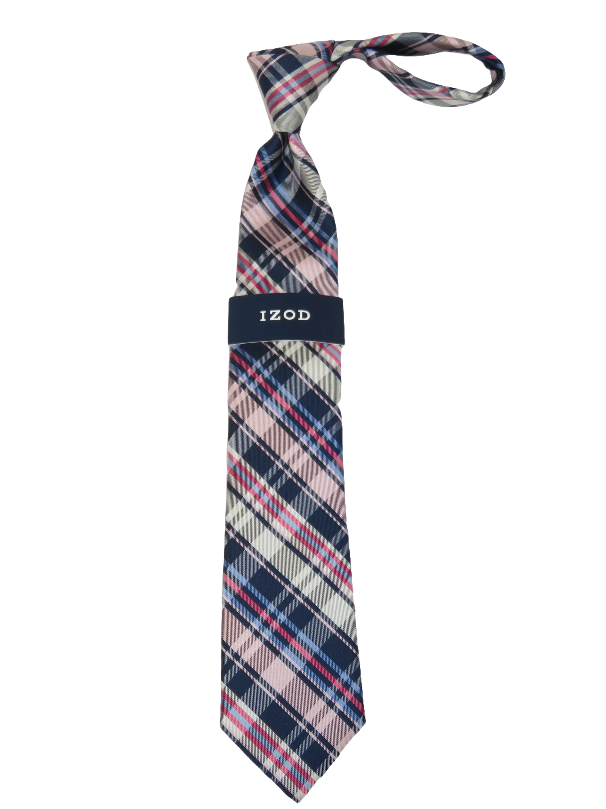 Men's IZOD Tie Classic Woven Silky Feel #Izod-1 Pink Blue English Plaid