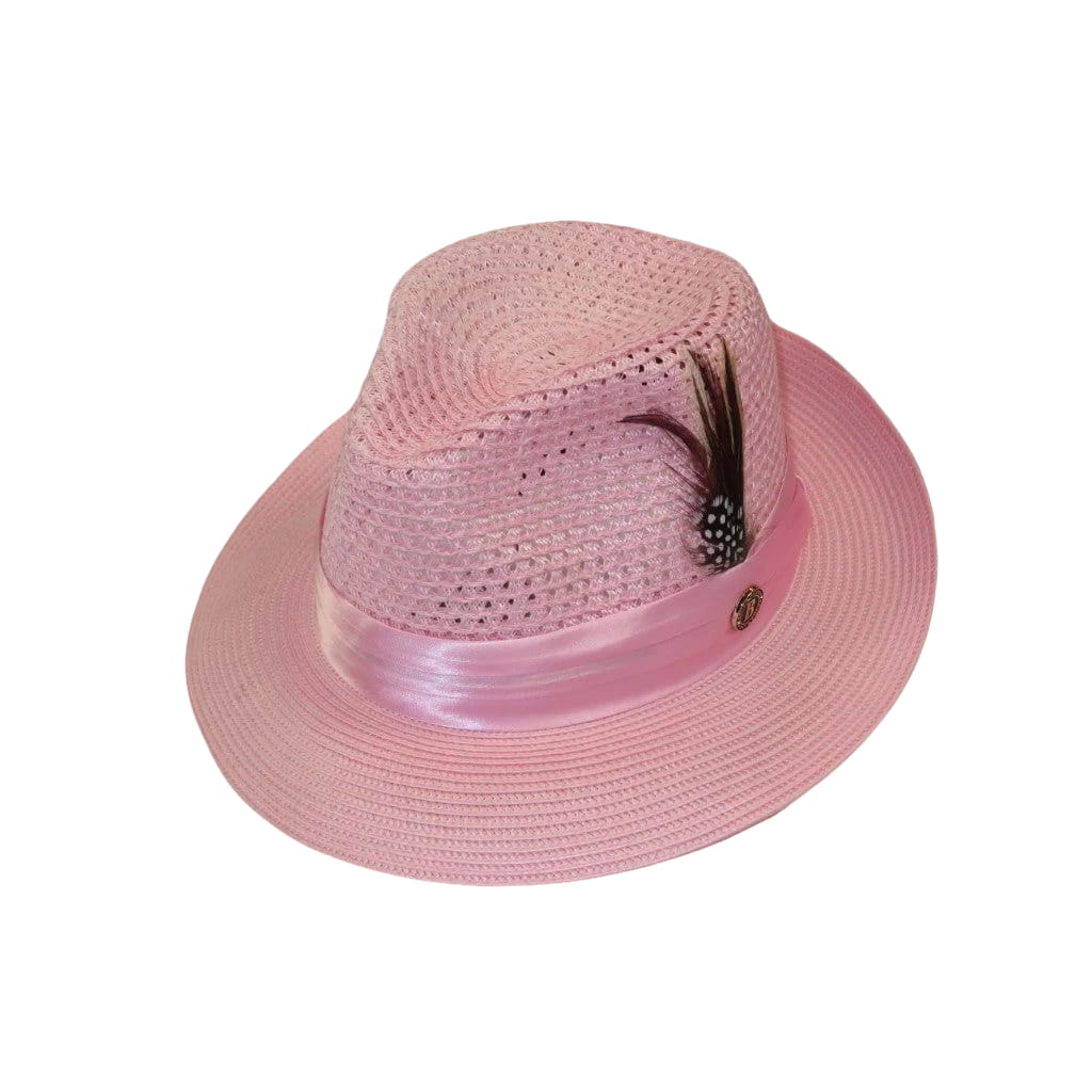 Men's Summer Spring Braid Straw style Hat by BRUNO CAPELO JULIAN JU902 Pink