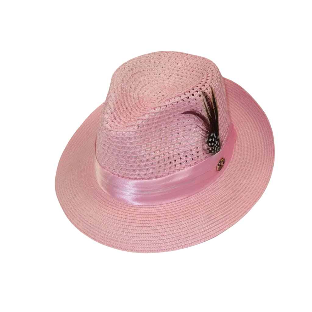 Men's Summer Spring Braid Straw style Hat by BRUNO CAPELO JULIAN JU902 Pink
