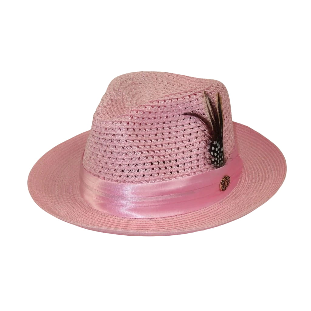 Men's Summer Spring Braid Straw style Hat by BRUNO CAPELO JULIAN JU902 Pink