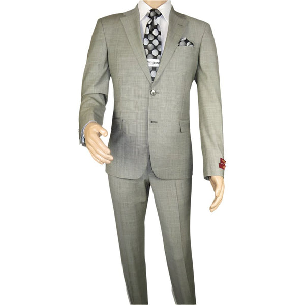 Men Suit BERLUSCONI Turkey Italian Wool 180's Glenn Plaid K167-06 Black White