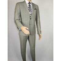 Men Suit BERLUSCONI Turkey Italian Wool 180's Glenn Plaid K167-06 Black White