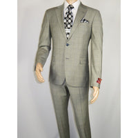 Men Suit BERLUSCONI Turkey Italian Wool 180's Glenn Plaid K167-06 Black White