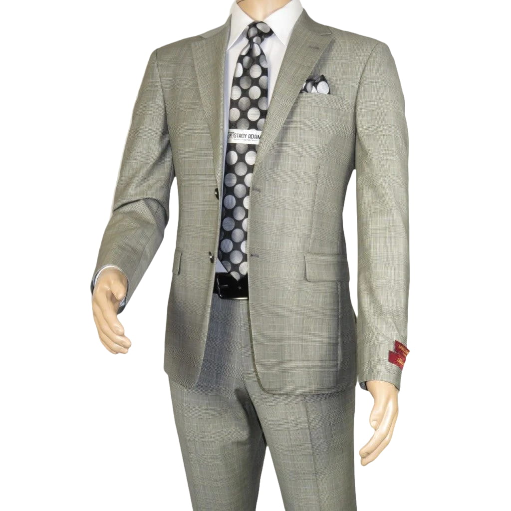 Men Suit BERLUSCONI Turkey Italian Wool 180's Glenn Plaid K167-06 Black White