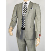 Men Suit BERLUSCONI Turkey Italian Wool 180's Glenn Plaid K167-06 Black White
