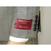 Men Suit BERLUSCONI Turkey Italian Wool 180's Glenn Plaid K167-06 Black White