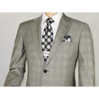 Men Suit BERLUSCONI Turkey Italian Wool 180's Glenn Plaid K167-06 Black White