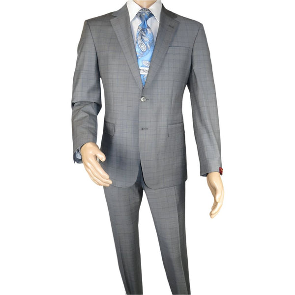 Men Suit BERLUSCONI Turkey Italian Wool 180's Glenn Plaid K230-12 Gray Blue