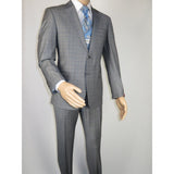 Men Suit BERLUSCONI Turkey Italian Wool 180's Glenn Plaid K230-12 Gray Blue