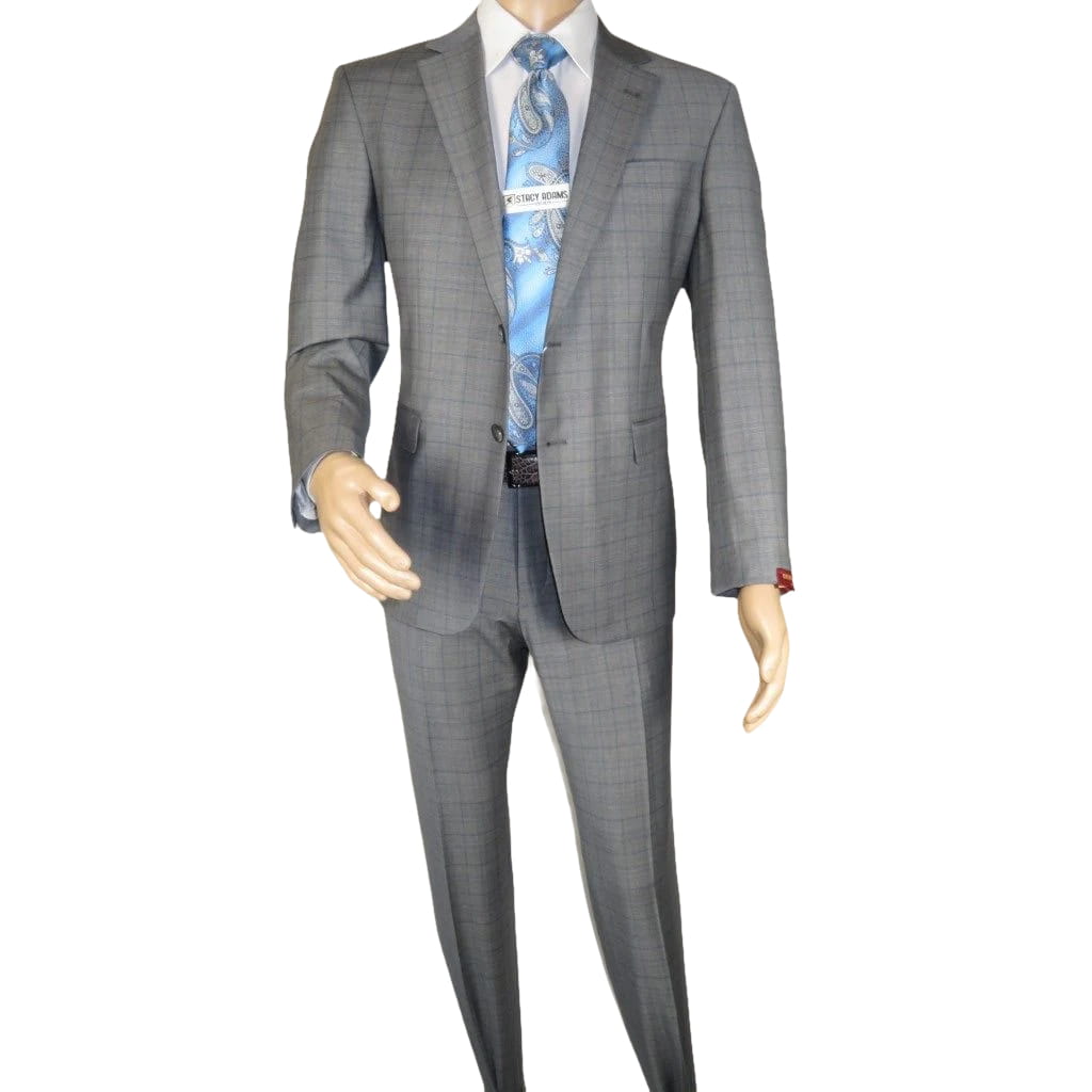 Men Suit BERLUSCONI Turkey Italian Wool 180's Glenn Plaid K230-12 Gray Blue